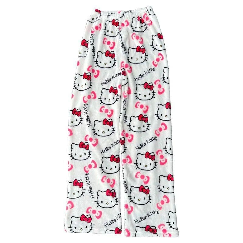 Beyaz Peluş Hello Kitty Eşofman Altı