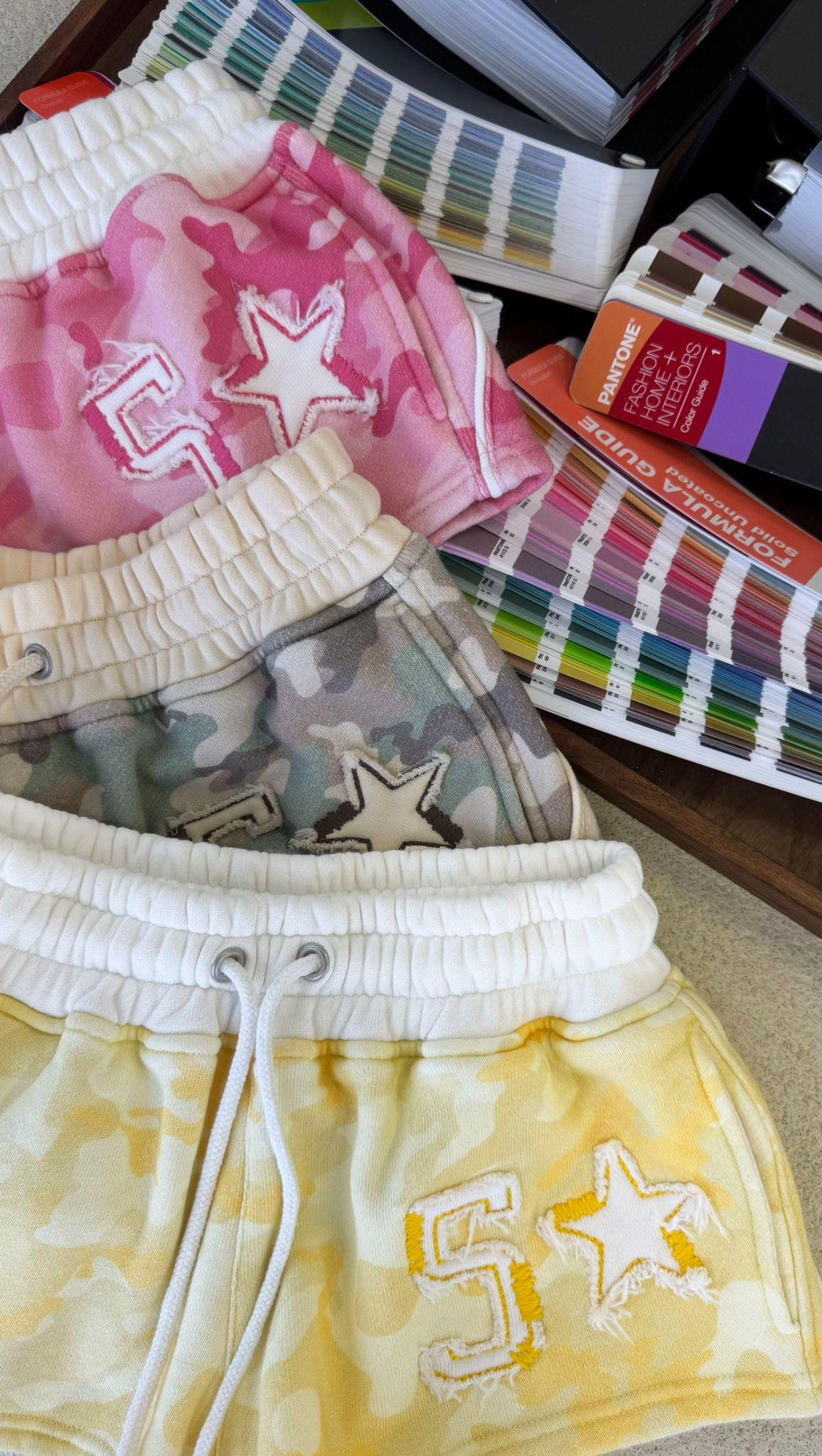 Kamuflaj Baggy Alt Üst Şort Takım (3 iplik)