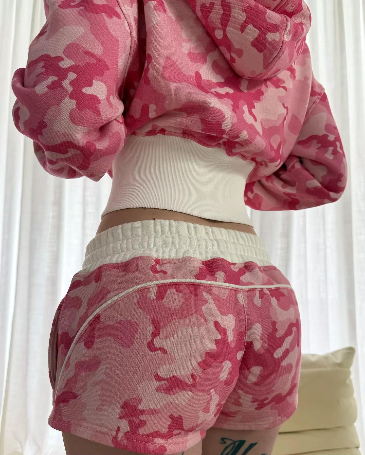 Kamuflaj Baggy Alt Üst Şort Takım (3 iplik)