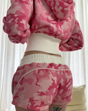 Kamuflaj Baggy Alt Üst Şort Takım (3 iplik)