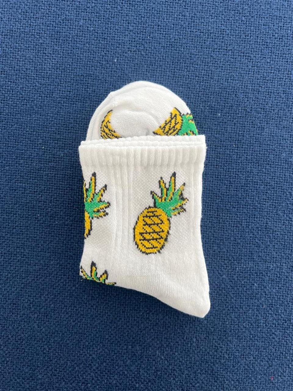 Pineapple Unisex Beyaz Kolej Çorap