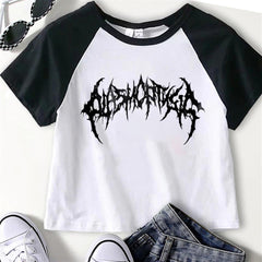 Plasmoptysis Logo Baskılı Reglan Kol Beyaz Crop