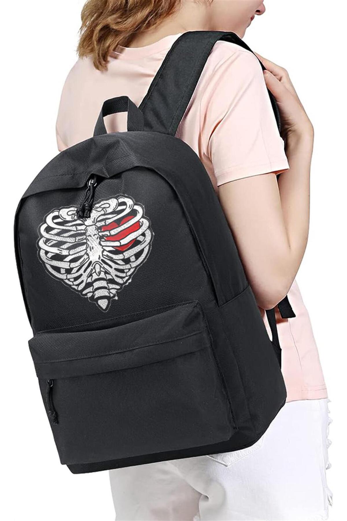 PMG SHOP   Heart Rib Baskılı Unisex Sırt Çantası