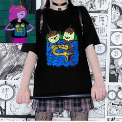 Princess Bubblegum Baskılı Siyah Unisex Oversize T-shirt