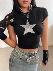 Pullu Star Crop Bluz