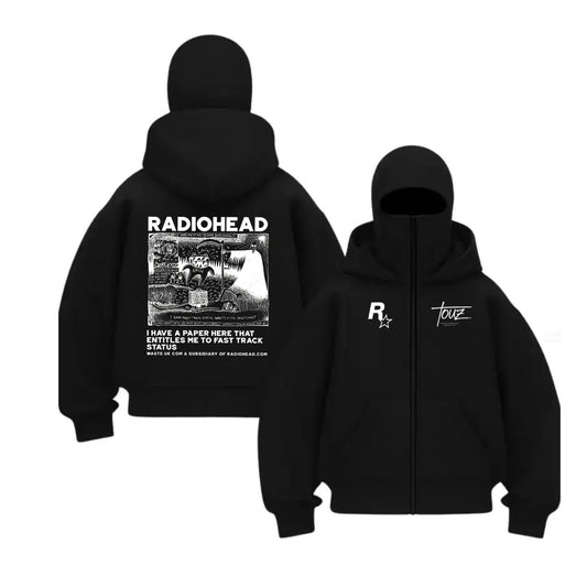 Balaclava Touz Radiohead Baskılı Ninja Hoodie Sweatshirt