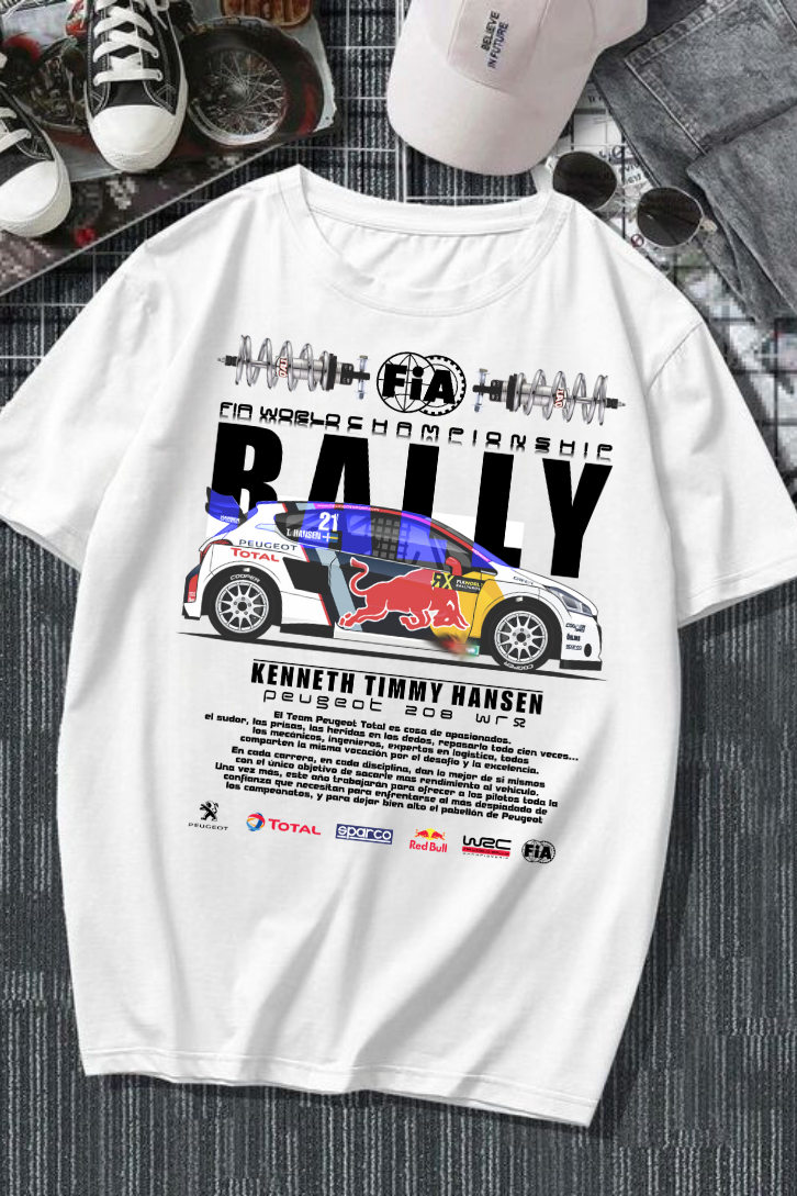 Rally RedBull Baskılı Beyaz T-shirt