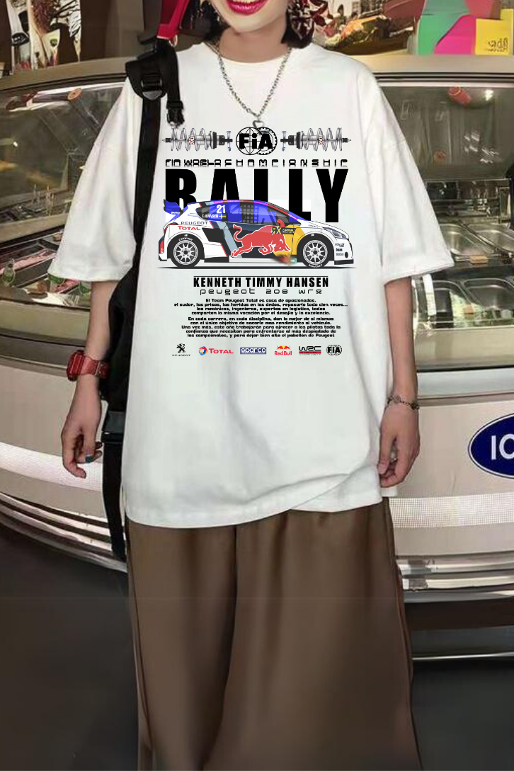 Rally RedBull Baskılı Beyaz T-shirt