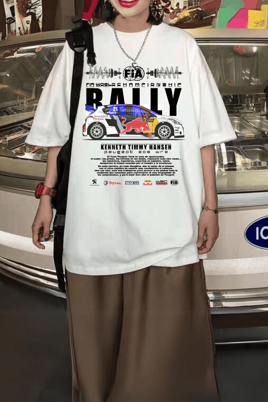 Rally RedBull Baskılı Beyaz T-shirt