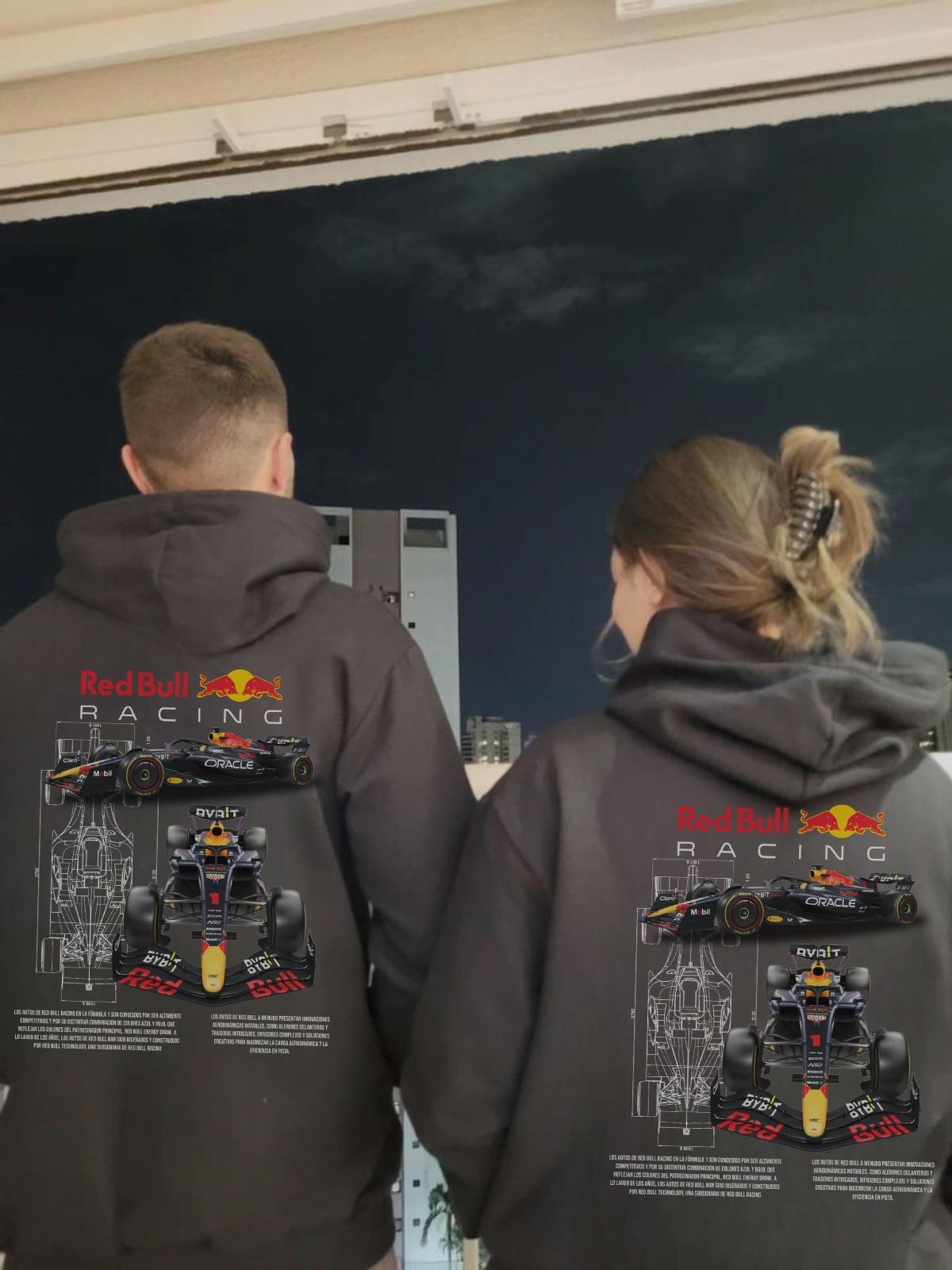 Red Bull Racing Baskılı Siyah Kapşonlu Sweatshirt