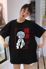 Rei Ayanami Siyah Unisex Oversize T-shirt