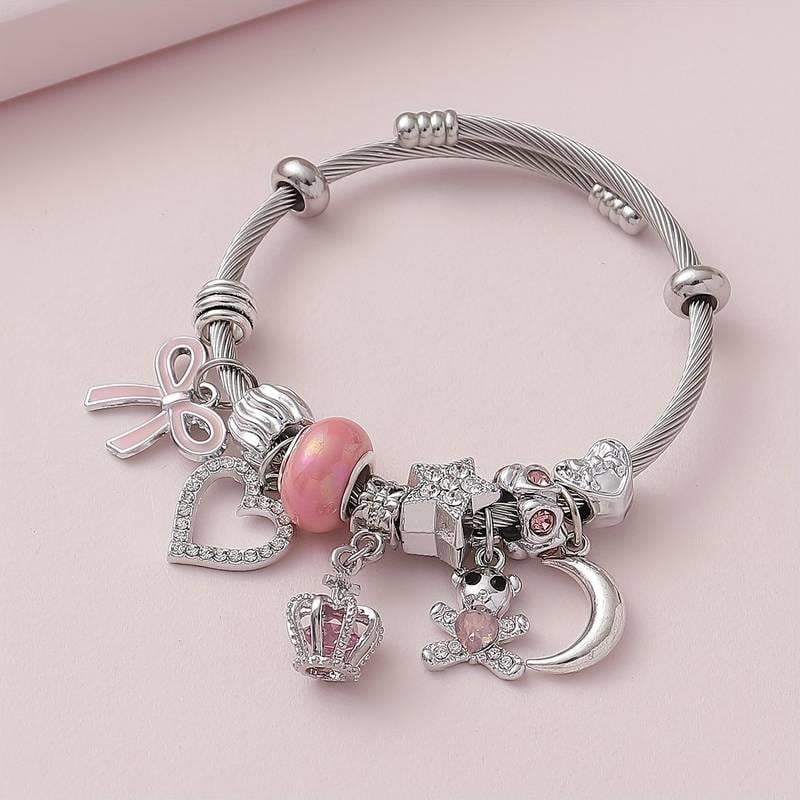 Ribbon Detaylı Zirkon Charm Bileklik