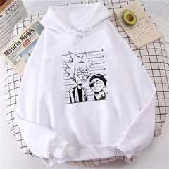 İndirim R&M Baskılı Beyaz Unisex Kapüşonlu Oversize Sweatshirt Hoodie