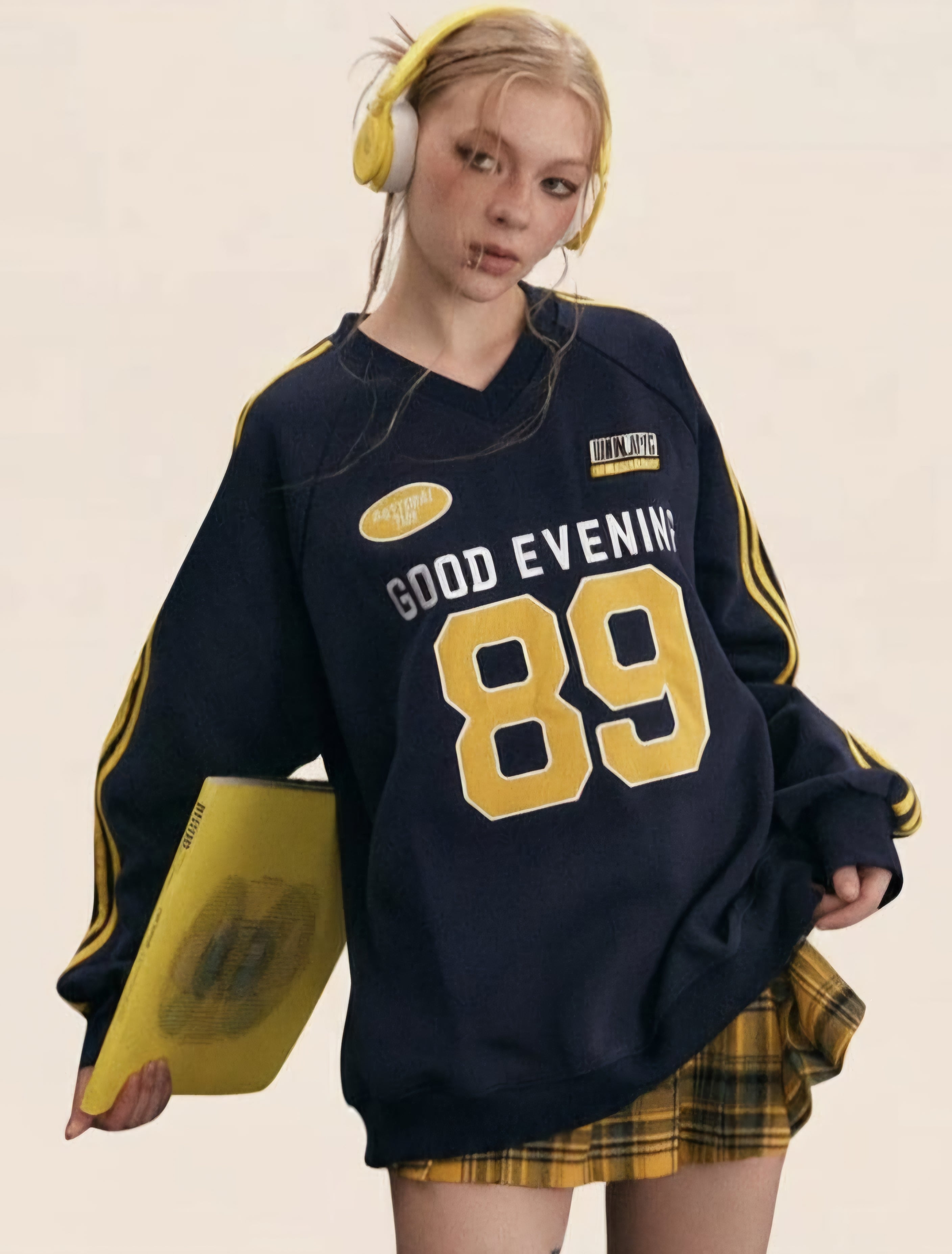 89 Design Unisex Oversize V Yaka Sweatshirt