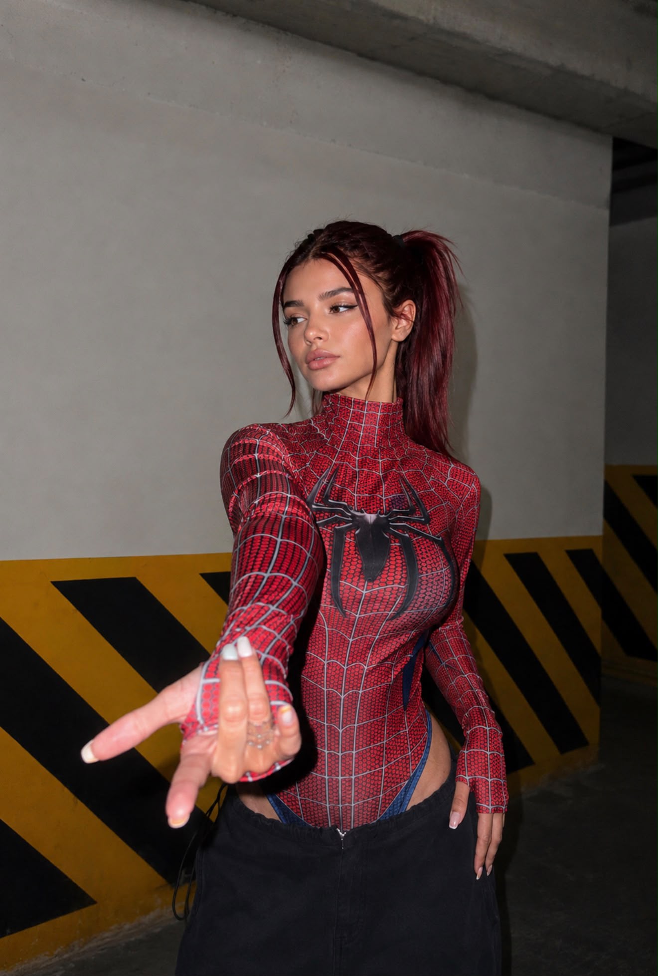 Uzun Kollu Spider Çıtçıtlı Crop Bluz