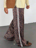 Leopar Detail Çift Çizgili Y2K Style Pantolon Eşofman