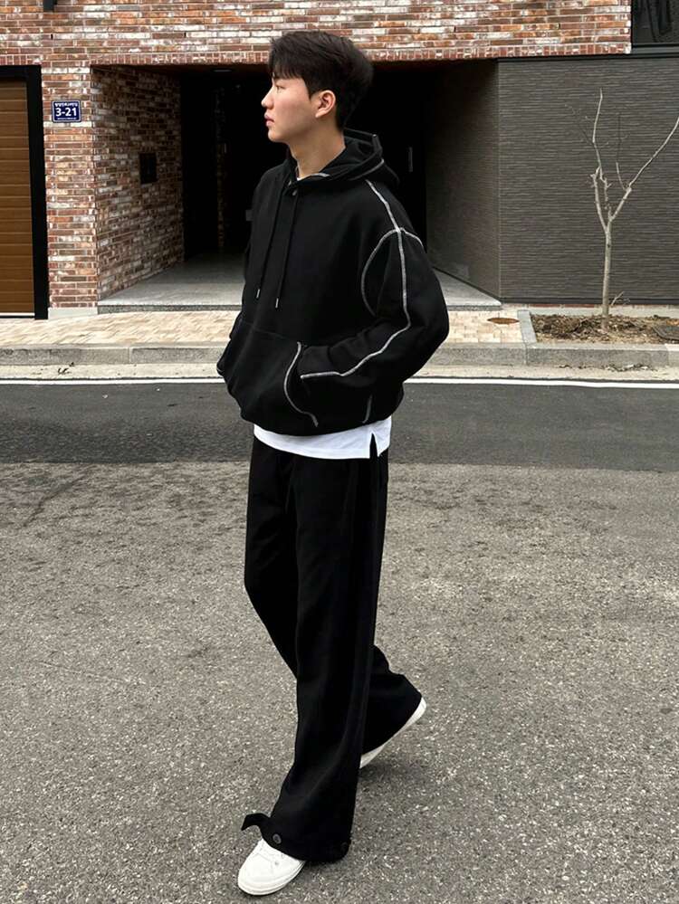 Basic Fitilli Streetwear Hoodie Sweatshirt