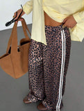 Leopar Detail Çift Çizgili Y2K Style Pantolon Eşofman