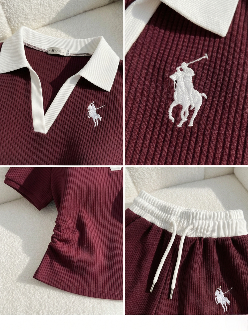 Polo Yaka Fitilli Likralı Premium Eşofman Takımı