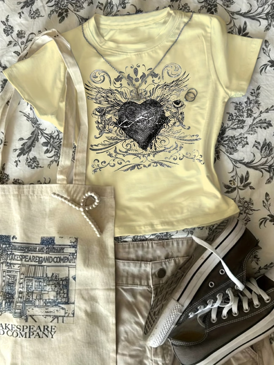 Kemer Boy Gothic Heart Crop Bluz