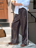 Leopar Detail Çift Çizgili Y2K Style Pantolon Eşofman
