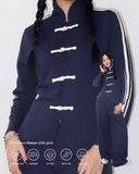 China Çift Çizgili Oversize Unisex Ceket