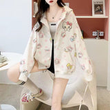 Hello Kitty Detaylı Fermuarlı Kapüşonlu Hırka