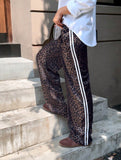 Leopar Detail Çift Çizgili Y2K Style Pantolon Eşofman