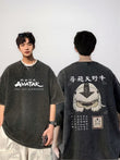 Vintage Avatar Baskılı Yıkamalı Oversize T-Shirt