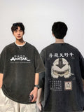 Vintage Avatar Baskılı Yıkamalı Oversize T-Shirt