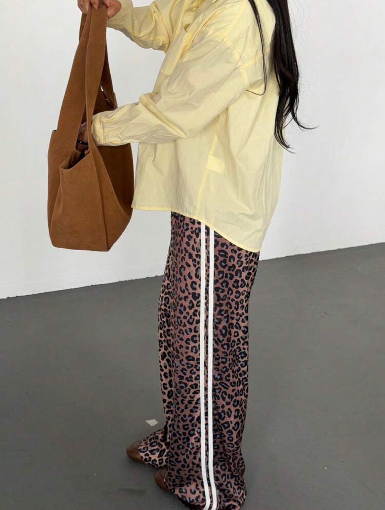 Leopar Detail Çift Çizgili Y2K Style Pantolon Eşofman