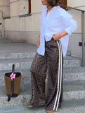 Leopar Detail Çift Çizgili Y2K Style Pantolon Eşofman