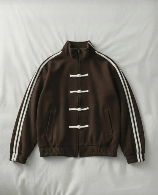 Çift Çizgili Kahverengi Oversize Unisex Ceket