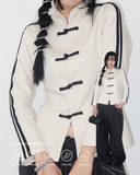 China Çift Çizgili Oversize Unisex Ceket