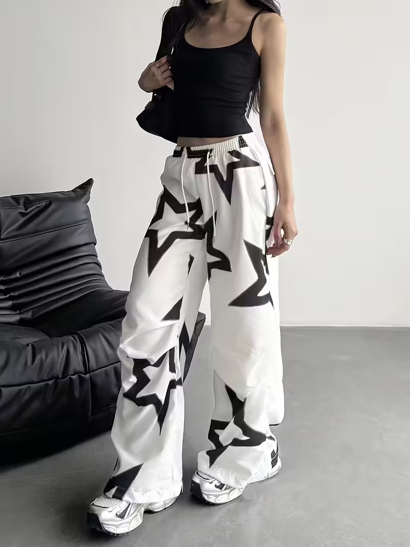 Star Detail White Baggy Oversize Eşofman Altı