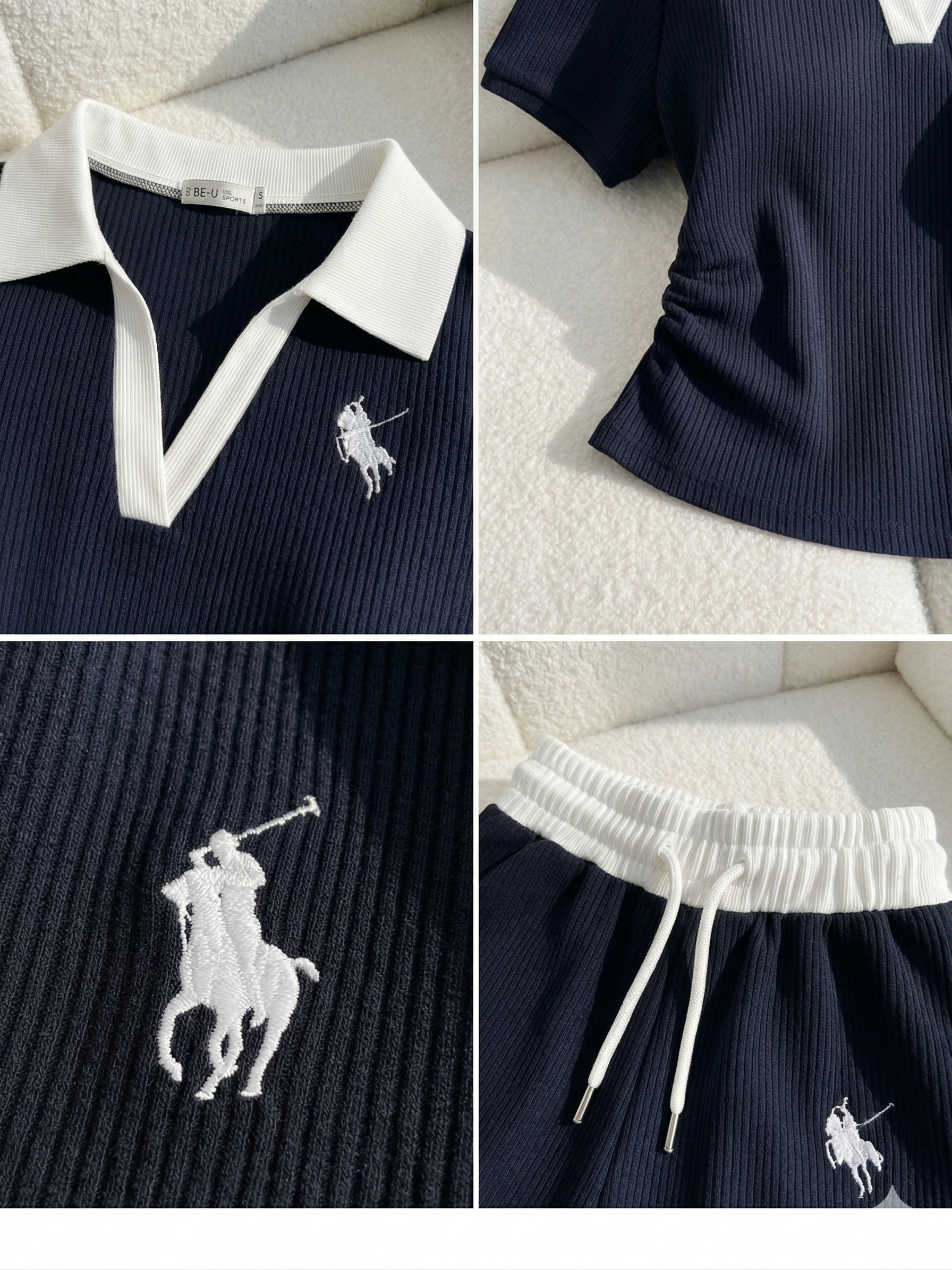 Polo Yaka Fitilli Likralı Premium Eşofman Takımı