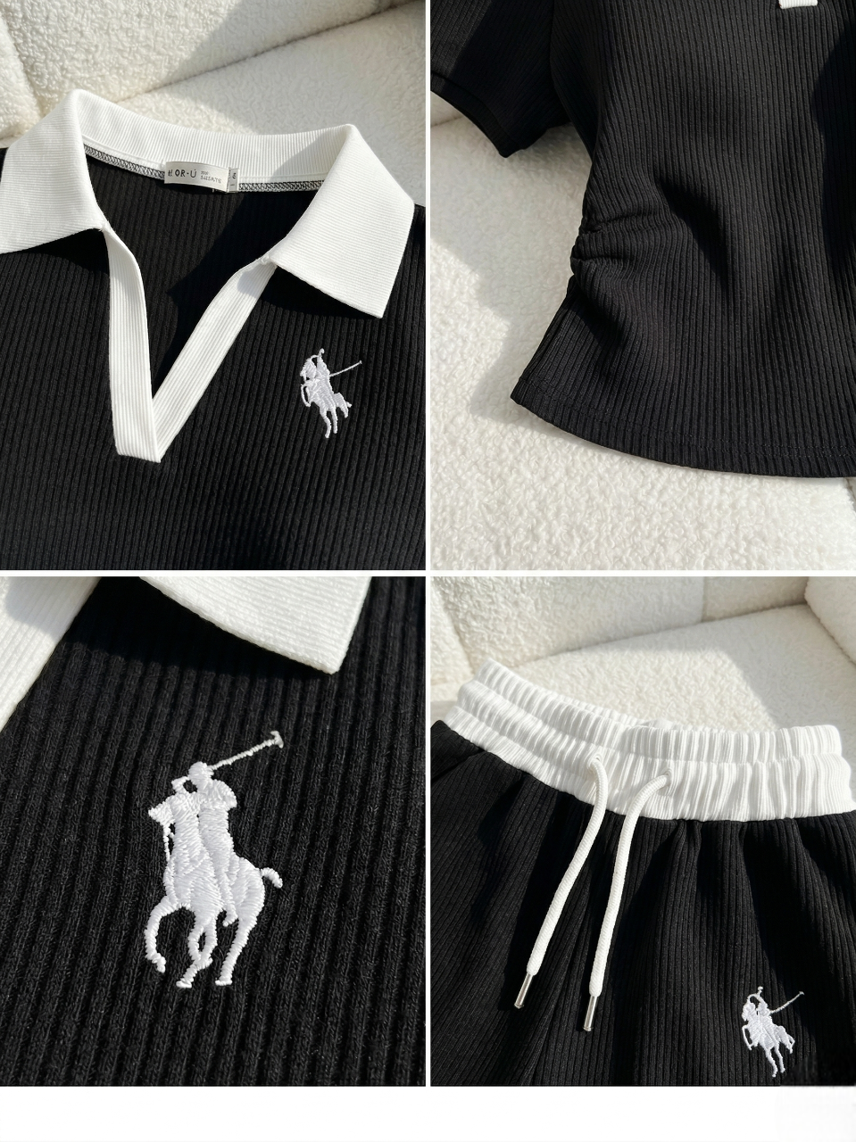 Polo Yaka Fitilli Likralı Premium Eşofman Takımı