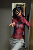 Uzun Kollu Spider Çıtçıtlı Crop Bluz