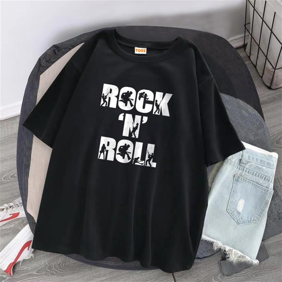 Rock 'N' Roll Siyah Unisex Oversize T-shirt