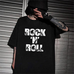 Rock 'N' Roll Siyah Unisex Oversize T-shirt