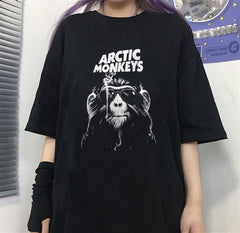 Rock Serisi Arctic Monkey's Siyah Unisex Oversize T-shirt