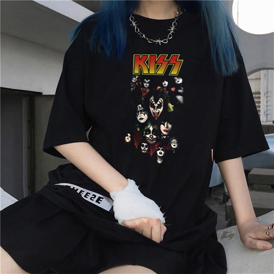 Rock Serisi Kiss Rock Band Siyah Unisex Oversize T-shirt