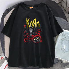 Rock Serisi Korn Poster Siyah Unisex Oversize T-shirt