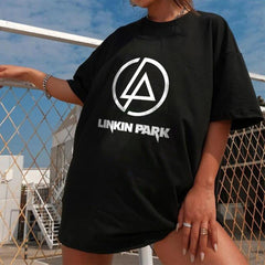 Rock Serisi Linkin Park Logo Siyah Unisex Oversize T-shirt