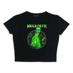 Rock Serisi Megadeth Baskılı Siyah Crop