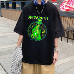 Rock Serisi Megadeth Baskılı Siyah Unisex Oversize T-shirt