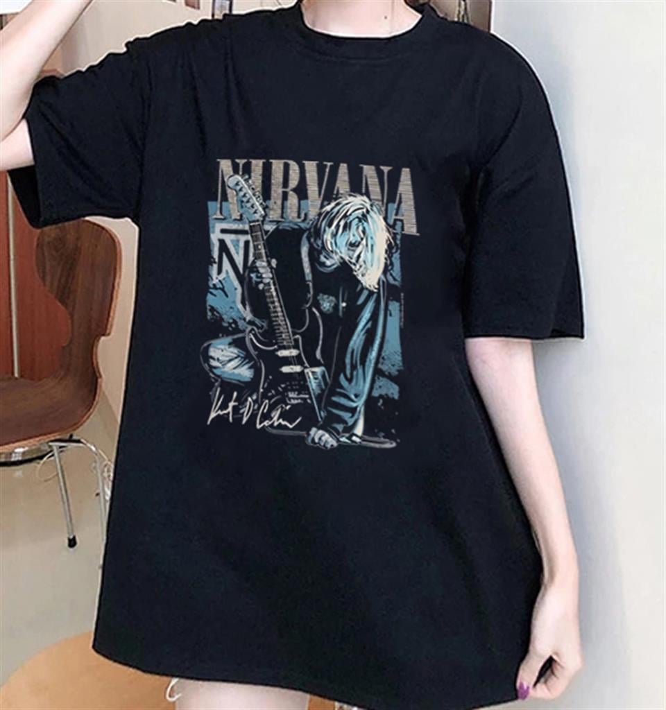 Rock Serisi Nirvana Poster Siyah Unisex Oversize T-shirt