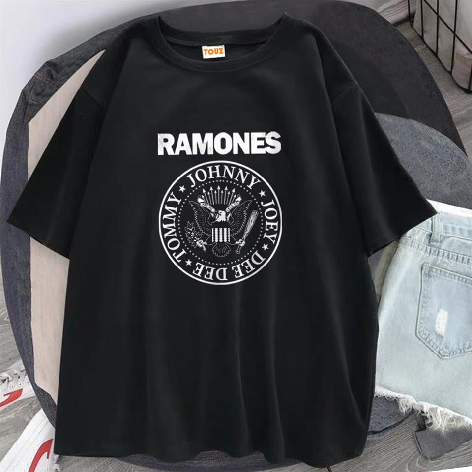 Rock Serisi Ramones Logo Siyah Unisex Oversize T-shirt