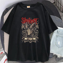 Rock Serisi Slipknot Goat & Skulls Siyah Unisex Oversize T-shirt