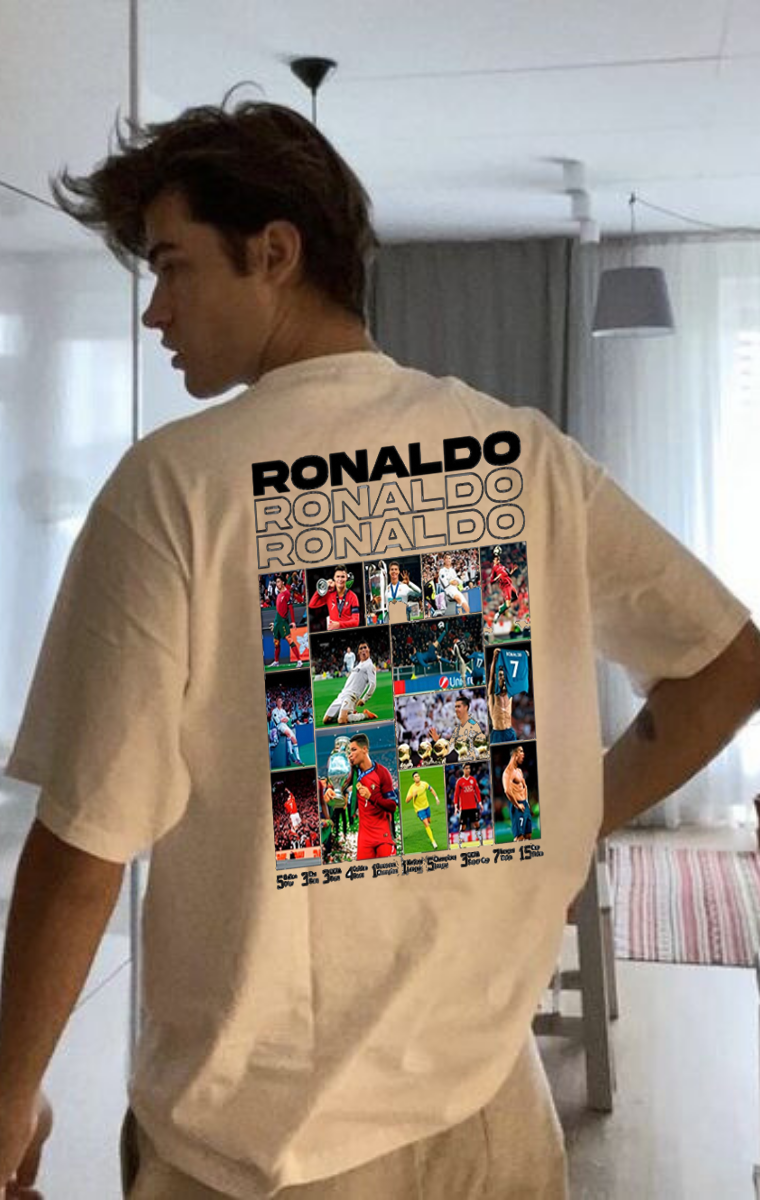 Ronaldo Baskılı Beyaz T-shirt